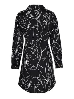 Women's Shirt Dress Casual Dress Mini Dress Outdoor Daily Date Polyester Fashion Modern Shirt Collar Lace Up Button Long Sleeve Fall Winter 2023 Regular Fit Black Geometric S M L XL -HANA Luxury Wear Shop upjfsj1695367374346