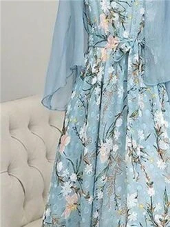 Women's Two Piece Dress Set Print Dress Outdoor Daily Modern Casual Lace Up Ruched Midi Dress V Neck Long Sleeve Floral Regular Fit Black Pink Blue Summer Spring M L XL XXL XXXL -HANA Luxury Wear Shop uqdray1678430836003