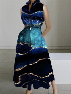 Women's Shirt Dress Casual Dress Swing Dress Maxi Long Dress Outdoor Office Daily Polyester Fashion Modern Shirt Collar Button Pocket Sleeveless Summer Spring 2023 Loose Fit White Red Navy Blue Color -HANA Luxury Wear Shop utgqch1690859482876