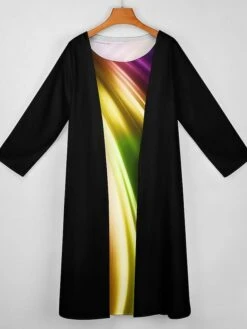 Women's Two Piece Dress Long Dress Maxi Dress Rainbow Long Sleeve Color Block Print Summer Spring Crew Neck Stylish Winter Dress Fall Dress Loose Fit 2023 S M L XL XXL 3XL 4XL 5XL -HANA Luxury Wear Shop utljnm1663573867828