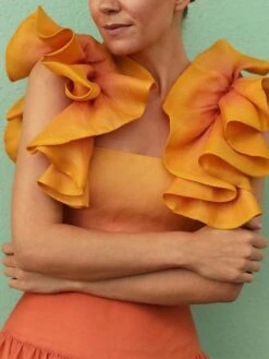 Women's Two Piece Dress Set Casual Dress Skirt Set Outdoor Daily Fashion Streetwear Ruffle Print Midi Dress Crew Neck Sleeveless Tie Dye Regular Fit Yellow Fall Winter S M L XL -HANA Luxury Wear Shop uxbrxn1692340671842