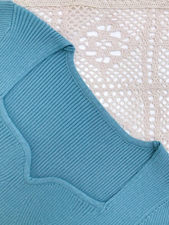 Women's Sweater Dress Jumper Dress Casual Dress Midi Dress Fashion Pure Color Outdoor Daily Vacation Going Out V Neck Long Sleeve Patchwork 2023 Regular Fit Black Pink Blue S M 9 Women's Sweater Dress Jumper Dress Casual Dress Midi Dress Fashion Pure Color Outdoor Daily Vacation Going Out V Neck Long Sleeve Patchwork 2023 Regular Fit Black Pink Blue S M - Image 7