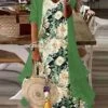 Women's Two Piece Dress Set Casual Dress Print Dress Outdoor Daily Fashion Streetwear Print Long Dress Maxi Dress V Neck Half Sleeve Floral Regular Fit Green Summer Spring S M L XL XXL -HANA Luxury Wear Shop vbcpmu1684482023938