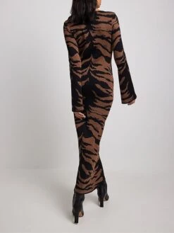 Women's Sweater Dress Winter Dress Jumper Dress Long Dress Maxi Dress Fashion Print Outdoor Daily Holiday Date Crew Neck Long Sleeve Cut Out Print 2023 Slim Brown S M L XL XXL -HANA Luxury Wear Shop vghowj1692938795069