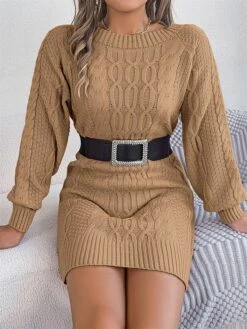 Women's Sweater Dress Jumper Dress Casual Dress Mini Dress Fashion Pure Color Outdoor Holiday Vacation Going Out V Neck Long Sleeve 2023 Loose Fit Green Khaki Gray S M L -HANA Luxury Wear Shop vhoyvf1696991835177