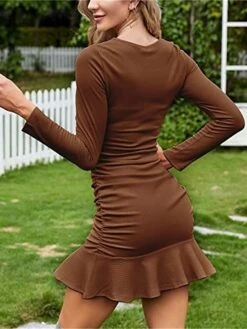 Women's Sweater Dress Jumper Dress Casual Dress Mini Dress Active Pure Color Outdoor Casual Holiday Vacation Crew Neck Long Sleeve 2023 Regular Fit Black Pink Wine S M L XL XXL 3XL -HANA Luxury Wear Shop vijtcy1692863824550