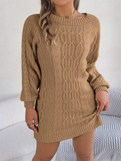 Women's Sweater Dress Jumper Dress Casual Dress Mini Dress Fashion Pure Color Outdoor Holiday Vacation Going Out V Neck Long Sleeve 2023 Loose Fit Green Khaki Gray S M L -HANA Luxury Wear Shop vksuuv1696991837376