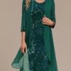 Women's Two Piece Dress Set Party Dress Sequin Dress Party Wedding Guest Fashion Elegant Patchwork Sequin Midi Dress Crew Neck Long Sleeve Plain Regular Fit Green Fall Winter S M L XL XXL -HANA Luxury Wear Shop vmavox1695370013087