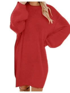 Women‘s Sweater Dress Winter Dress Shift Dress Black Blue Purple Gold Pink Yellow Red Brown Beige Light Blue Long Sleeve Pure Color Patchwork Winter Fall Crew Neck Turtleneck Hot Casual Fall Dress -HANA Luxury Wear Shop vprijc1601357440771