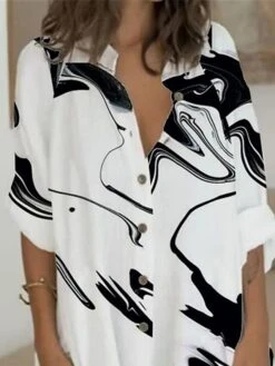Women's Shirt Dress Casual Dress Shift Dress Mini Dress Outdoor Daily Vacation Polyester Fashion Casual Stand Collar Button Pocket Long Sleeve Summer Spring Fall 2023 Regular Fit White Blue Floral -HANA Luxury Wear Shop vrciie1688033808198