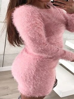 Women‘s Sweater Dress Winter Dress Mini Dress Light Blue Black Red Long Sleeve Pure Color Modern Style Fall Winter Autumn Crew Neck Sexy Winter Dress Fall Dress 2022 S M L XL 2XL 3XL -HANA Luxury Wear Shop vrzngg1629974684316