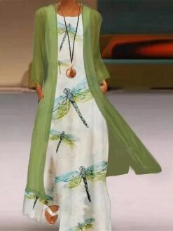 Women's Dress Set Two Piece Dress Church Dress Long Dress Maxi Dress White Red Blue Long Sleeve Floral Print Summer Spring Crew Neck Modern Winter Dress Fall Dress Loose Fit 2023 M L XL XXL 3XL 4XL