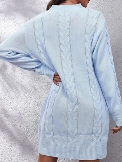 Women's Sweater Dress Jumper Dress Casual Dress Mini Dress Warm Pure Color Outdoor Casual Daily Going Out Crew Neck Long Sleeve 2023 Loose Fit Green Light Blue S M L -HANA Luxury Wear Shop vyunme1692340498214