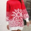 Women‘s Christmas Sweater Dress Jumper Dress Winter Dress Fashion Outdoor Christmas Street Daily Crew Neck Long Sleeve Ruched 2023 Loose Fit Black Red S M L XL -HANA Luxury Wear Shop wnypbq1694087259242
