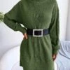 Women's Sweater Dress Winter Dress Jumper Dress Mini Dress Ruched Daily Date Going Out Active Fashion Turtleneck Long Sleeve 2023 Loose Fit White Khaki Army Green Color S M L Size -HANA Luxury Wear Shop woxrja1692863441101