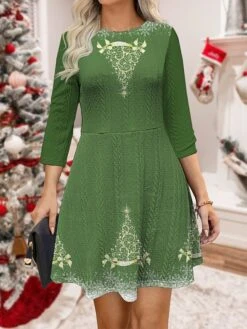 Women‘s Christmas Sweater Dress Jumper Dress Winter Dress Warm Christmas Tree Outdoor Christmas Daily Holiday Crew Neck Long Sleeve 2023 Regular Fit Wine Blue Green S M L XL XXL 3XL -HANA Luxury Wear Shop wpqvkt1695364495349