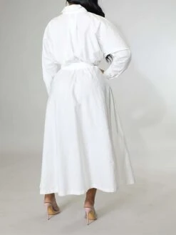 Women's Shirt Dress Casual Dress Swing Dress Maxi Long Dress Outdoor Daily Vacation Cotton And Linen Fashion Casual Shirt Collar Button Rolled Cuff Long Sleeve Spring Fall Winter 2023 Slim Black -HANA Luxury Wear Shop wrpetq1695027664365