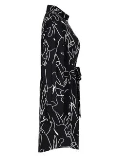 Women's Shirt Dress Casual Dress Mini Dress Outdoor Daily Date Polyester Fashion Modern Shirt Collar Lace Up Button Long Sleeve Fall Winter 2023 Regular Fit Black Geometric S M L XL -HANA Luxury Wear Shop wrqogr1695367373501