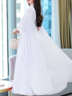 Women's Two Piece Dress Set Casual Dress Outdoor Daily Streetwear Modern Ruched Midi Dress V Neck 3/4 Length Sleeve Plain Regular Fit White Light Green Dark Pink Summer Spring S M L XL XXL -HANA Luxury Wear Shop wvvgwx1678430736843