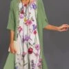 Women's Two Piece Dress Set Casual Dress Dress Set Outdoor Daily Fashion Elegant Print Midi Dress Crew Neck 3/4 Length Sleeve Floral Regular Fit White Blue Green Summer Spring S M L XL XXL -HANA Luxury Wear Shop wxwmas1683028896352
