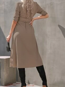 Women's Shirt Dress Shift Dress Swing Dress Maxi Long Dress Winter Dress Daily Holiday Polyester Elegant Classic Shirt Collar Button With Belt Long Sleeve Spring Fall Winter 2023 Regular Fit Black -HANA Luxury Wear Shop wybyyn1663559805922