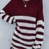 Women's Sweater Dress Jumper Dress Casual Dress Mini Dress Warm Color Block Outdoor Casual Daily Going Out Crew Neck Long Sleeve Patchwork 2023 Loose Fit Wine S M L -HANA Luxury Wear Shop wykglo1695643752441