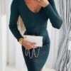Women's Sweater Dress Jumper Dress Casual Dress Mini Dress Fashion Pure Color Outdoor Vacation Going Out V Neck Long Sleeve 2023 Regular Fit Black Green S M L XL XXL