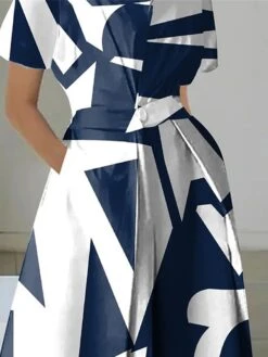 Women's Shirt Dress Casual Dress Maxi Long Dress Outdoor Daily Vacation Polyester Fashion Elegant Shirt Collar Button Pocket Short Sleeve Summer Spring 2023 Loose Fit Black And White Black White -HANA Luxury Wear Shop xhgmzj1687256042883