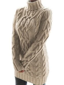 Women‘s Sweater Dress Winter Dress Pullover Knitted Solid Color Basic Casual Chunky Long Sleeve Sweater Cardigans Turtleneck Fall Winter White Black Purple / Regular Fit / Going Out -HANA Luxury Wear Shop xlynqm1646278220757