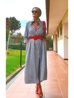 Women's Shirt Dress Casual Dress Maxi Long Dress Outdoor Winter Dress Daily Cotton Cotton And Linen Fashion Casual Shirt Collar Lace Up Pocket Long Sleeve Summer Spring Fall 2023 Regular Fit Pink -HANA Luxury Wear Shop xrwldk1695105917460