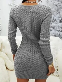 Women's Sweater Dress Jumper Dress Sheath Dress Mini Dress Warm Pure Color Outdoor Casual Holiday Going Out V Neck Long Sleeve Zipper 2023 Slim Black White Pink S M L XL XXL 3XL -HANA Luxury Wear Shop xtipqe1694166177211
