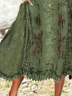 Women's Two Piece Dress Set Casual Dress Swing Dress Outdoor Daily Fashion Modern Button Pocket Midi Dress Crew Neck Short Sleeve Floral Loose Fit Pink Blue Green Summer Spring S M L XL XXL -HANA Luxury Wear Shop xtpilp1683801797234