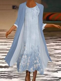 Women's Two Piece Dress Church Dress Long Dress Maxi Dress Light Pink Purple Green Long Sleeve Color Block Print Summer Spring Crew Neck Stylish Winter Dress Fall Dress Loose Fit 2023 S M L XL XXL -HANA Luxury Wear Shop xvghot1663818703386