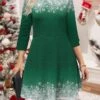 Women‘s Christmas Sweater Dress Jumper Dress Winter Dress Warm Snowflake Deer Outdoor Christmas Daily Holiday Crew Neck Long Sleeve 2023 Regular Fit Blue Brown Green S M L XL XXL 3XL