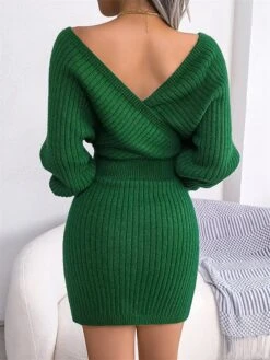 Women's Sweater Dress Winter Dress Jumper Dress Mini Dress Ruched Daily Date Going Out Active Fashion Crew Neck Long Sleeve 2023 Regular Fit Black White Blue Color S M L Size -HANA Luxury Wear Shop xxjdks1692858706177
