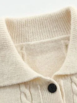 Women's Sweater Dress Jumper Dress Casual Dress Midi Dress Fashion Pure Color Outdoor Daily Vacation Going Out Lapel Long Sleeve Patchwork Button 2023 Regular Fit White Camel One Size -HANA Luxury Wear Shop xzczht1695280916224