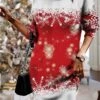Women's Christmas Dress Sweater Dress Jumper Dress Mini Dress Warm Snowflake Outdoor Christmas Casual Daily Turtleneck Long Sleeve 2023 Loose Fit Burgundy Blue S M L XL XXL 3XL -HANA Luxury Wear Shop ydeiph1697793566101