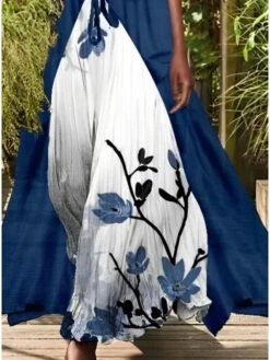 Women's Dress Set Two Piece Dress A Line Dress Long Dress Maxi Dress Blue Purple Short Sleeve Floral Ruched Summer Spring Crew Neck Elegant 2023 S M L XL XXL 3XL 4XL 5XL -HANA Luxury Wear Shop yduhcy1672367078186