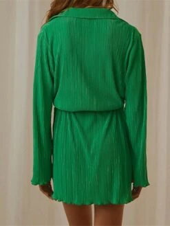 Women's Shirt Dress Casual Dress Mini Dress Outdoor Daily Vacation Polyester Fashion Modern Shirt Collar Lace Up Button Long Sleeve Spring Fall 2023 Loose Fit ArmyGreen Black Dark Pink Floral Pure -HANA Luxury Wear Shop ykfqyp1693226804451