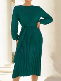 Women‘s Sweater Dress Winter Dress Bodycon Knee Length Dress Black Dark Green Khaki Long Sleeve Pure Color Lace Up Fall Winter Autumn Crew Neck Elegant Winter Dress Fall Dress 2023 S M L XL XXL -HANA Luxury Wear Shop ylyqzc1657786349993