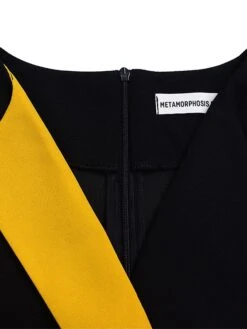 Women's Shirt Dress Casual Dress Midi Dress Outdoor Daily Date Polyester Fashion Casual Shirt Collar Lace Up Pleated 3/4 Length Sleeve Spring Fall Winter 2023 Regular Fit Yellow Red Blue Color Block -HANA Luxury Wear Shop ymjteh1695027670213