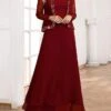 Women's Two Piece Dress Set Velvet Dress Party Dress Party Wedding Guest Elegant Modern Patchwork Long Dress Maxi Dress Crew Neck Long Sleeve Plain Regular Fit Wine Fall Winter S M L XL XXL -HANA Luxury Wear Shop yqgeyf1697711874787