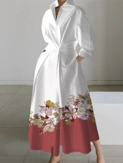 Women's Shirt Dress Casual Dress Swing Dress Maxi Long Dress Outdoor Office Daily Polyester Fashion Modern Shirt Collar Button Pocket Long Sleeve Spring Fall Winter 2023 Loose Fit ArmyGreen Black -HANA Luxury Wear Shop yrlfrd1691648626338