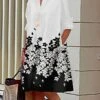 Women's Shirt Dress Casual Dress Midi Dress Outdoor Daily Vacation Polyester Fashion Casual Shirt Collar Button Pocket Long Sleeve Summer Spring Fall 2023 Loose Fit Black White Gray Polka Dot Flower