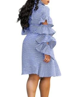 Women's Shirt Dress Sheath Dress Midi Dress Winter Dress Daily Vacation Polyester Cotton Blend Fashion Casual Shirt Collar Lace Up Ruched Long Sleeve Summer Spring Fall 2022 Regular Fit Red Light Blue -HANA Luxury Wear Shop ywwzbl1634352965483