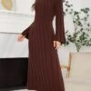Women's Sweater Dress Jumper Dress Casual Dress Long Dress Maxi Dress Warm Pure Color Outdoor Casual Daily Going Out Crew Neck Long Sleeve 2023 Slim Wine S M L