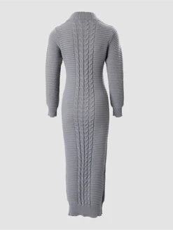 Women's Sweater Dress Winter Dress Jumper Dress Long Dress Maxi Dress Split Outdoor Street Daily Fashion Sexy Stand Collar Long Sleeve 2023 Slim Beige Gray Color S M L XL XXL Size -HANA Luxury Wear Shop yyocto1695036470154