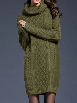 Women's Sweater Dress Jumper Dress Winter Dress Mini Dress Warm Plain Outdoor Daily Holiday Vacation Turtleneck Long Sleeve 2023 Loose Fit White Wine Blue M L XL XXL 3XL -HANA Luxury Wear Shop yztsdi1697711248065