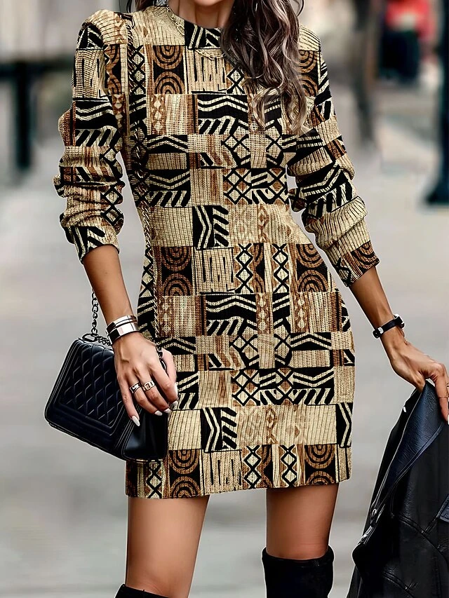 Women's Sweater Dress Jumper Dress Casual Dress Mini Dress Warm Floral Geometric Tribal Outdoor Daily Vacation Going Out Crew Neck Long Sleeve 2023 Regular Fit Red Royal Blue Blue S M L XL XXL 3XL 5 Women's Sweater Dress Jumper Dress Casual Dress Mini Dress Warm Floral Geometric Tribal Outdoor Daily Vacation Going Out Crew Neck Long Sleeve 2023 Regular Fit Red Royal Blue Blue S M L XL XXL 3XL - Image 3