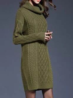 Women's Sweater Dress Jumper Dress Winter Dress Mini Dress Warm Plain Outdoor Daily Holiday Vacation Turtleneck Long Sleeve 2023 Loose Fit White Wine Blue M L XL XXL 3XL -HANA Luxury Wear Shop zbnexw1697711248459